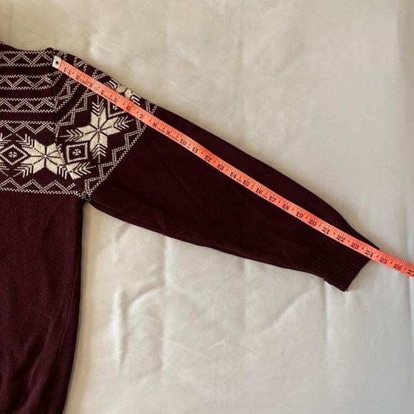 Original Weatherproof Vintage Sweater - Snowflake‎ Quarter Zip-Burgundy-XL - Picture 5 of 7